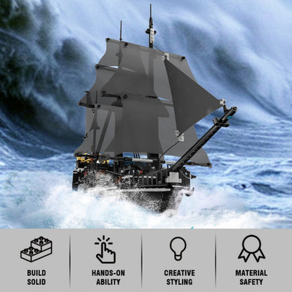 Puzzle Blocks Black Wizard Pirate Ship 1424pcs Small Particles Of Creative Puzzle Toys Collection Gift Goodies
