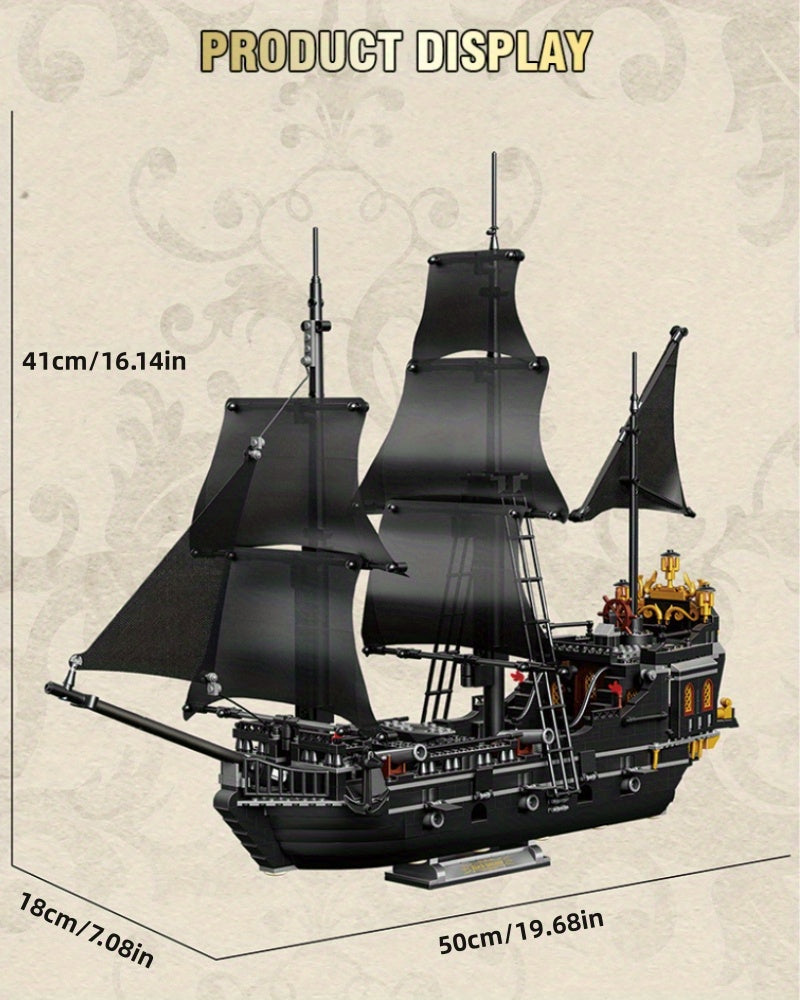 Puzzle Blocks Black Wizard Pirate Ship 1424pcs Small Particles Of Creative Puzzle Toys Collection Gift Goodies