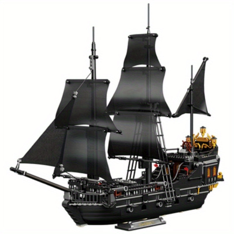 Puzzle Blocks Black Wizard Pirate Ship 1424pcs Small Particles Of Creative Puzzle Toys Collection Gift Goodies