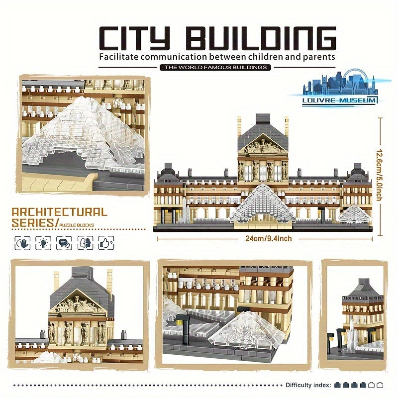 3500 Pcs French Louvre Building Model, 3D Puzzle Education Building Blocks set  for Teens and Adults