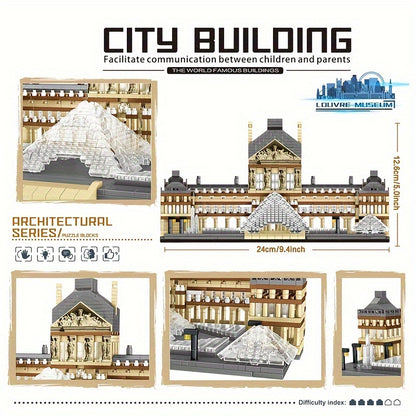 3500 Pcs French Louvre Building Model, 3D Puzzle Education Building Blocks set  for Teens and Adults