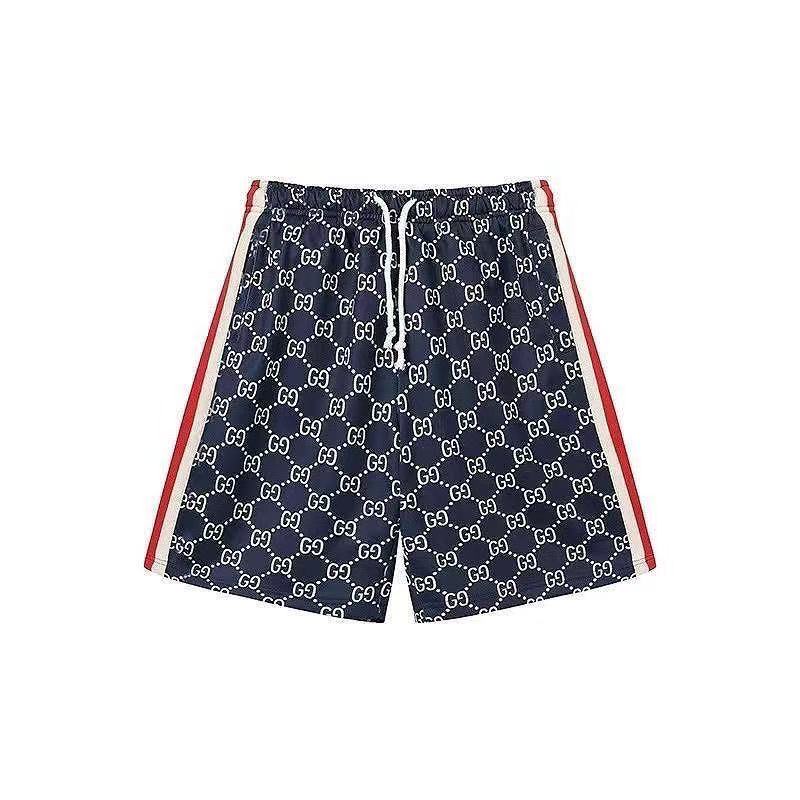 Full Letter Print Side Stripe Drawstring Casual Shorts