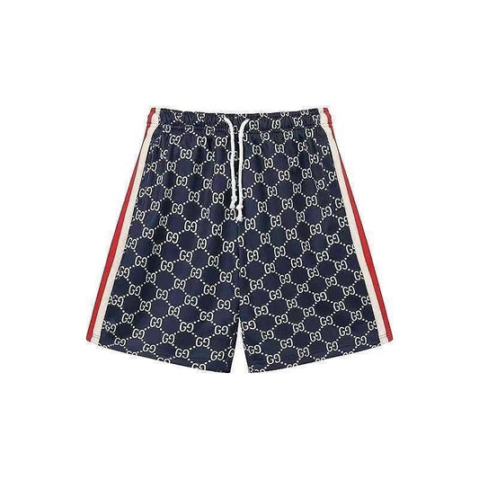Full Letter Print Side Stripe Drawstring Casual Shorts