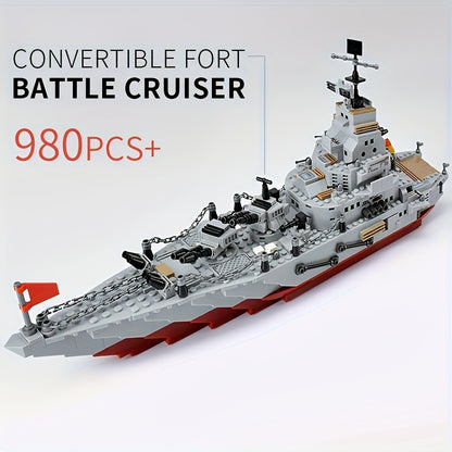 884pcs Army Marine Cruiser Warship Building Blocks Aircraft Holiday Gifts Thanksgiving, Halloween, Christmas Weapons Boat Building Blocks Ur