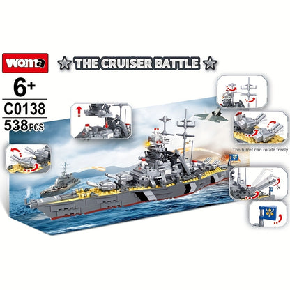 Building Block Aircraft Carrier Bismarck Battle Line Warship Assembly Set - Compatible with Other Building Blocks - Perfect Boys Toy and Bir