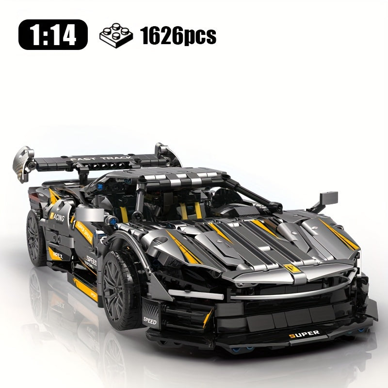 1626-Piece 1:14 Scale Cool Black Sports Car Building Blocks Set - Compatible With Major Brick Brands, Perfect For Youngsters Ages 8-12, Idea