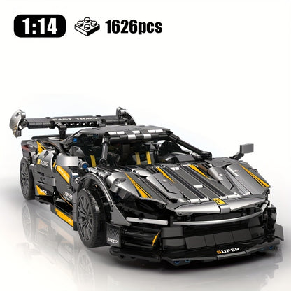 1626-Piece 1:14 Scale Cool Black Sports Car Building Blocks Set - Compatible With Major Brick Brands, Perfect For Youngsters Ages 8-12, Idea