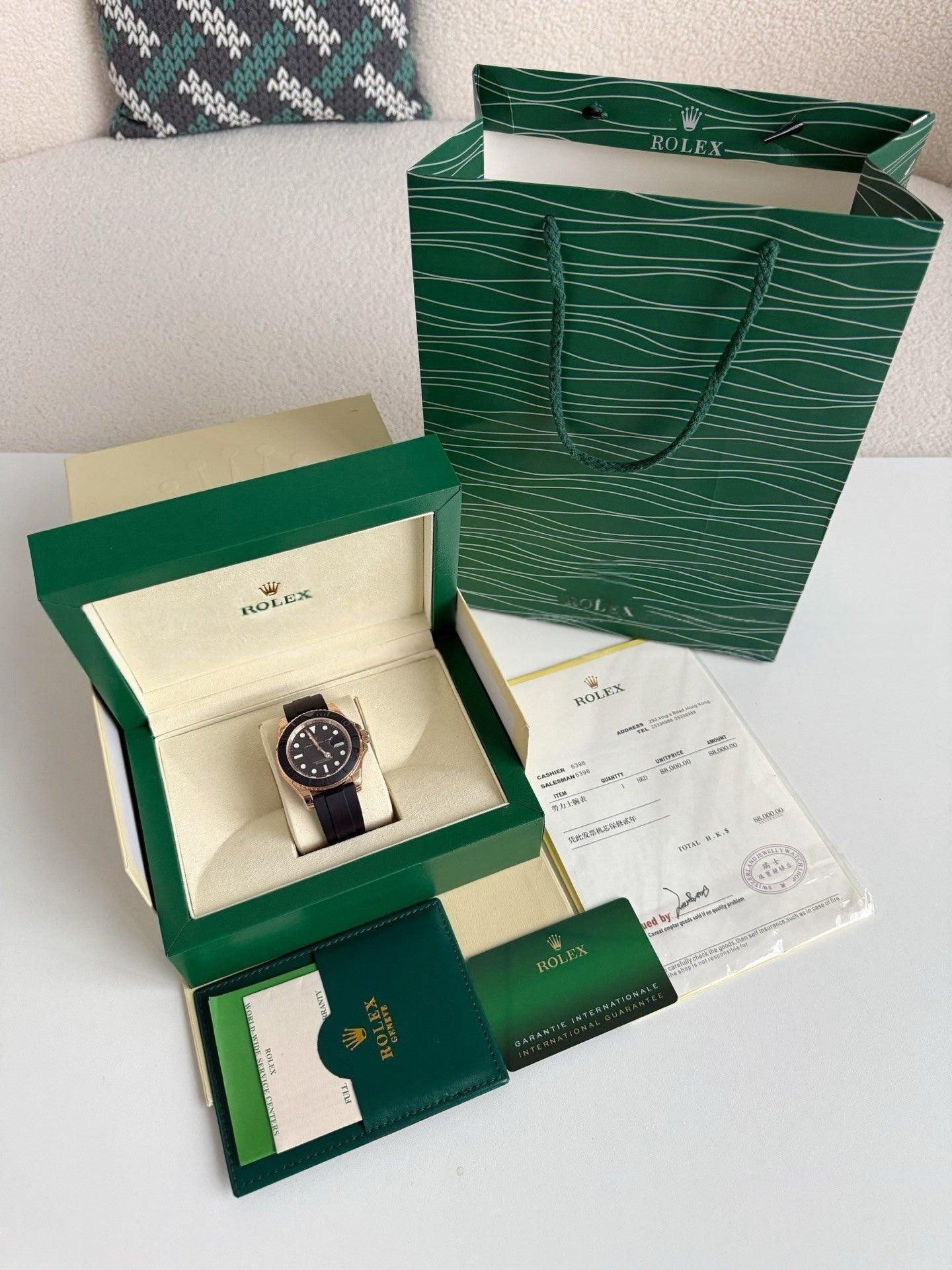 「#21」Black & Gold Contrast Diving Watch: Rose Gold Bezel Rubber Strap Model，42mm