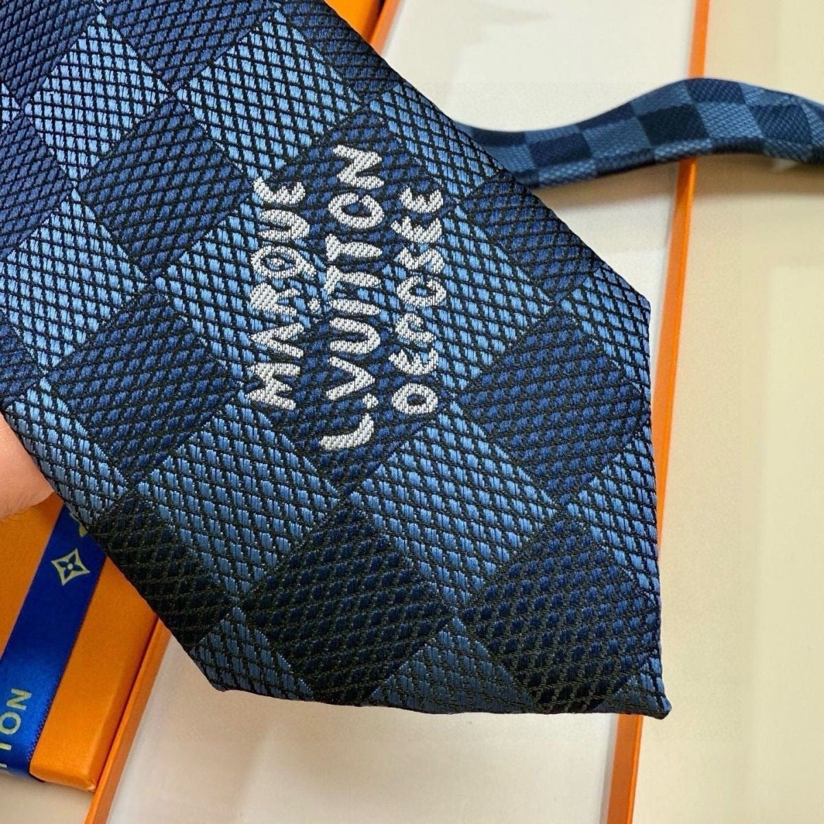 「#213」Damier Pattern Jacquard Embroidered Silk Tie, Business Formal Necktie