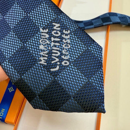 「#213」Damier Pattern Jacquard Embroidered Silk Tie, Business Formal Necktie