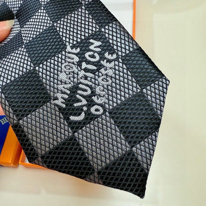 「#213」Damier Pattern Jacquard Embroidered Silk Tie, Business Formal Necktie
