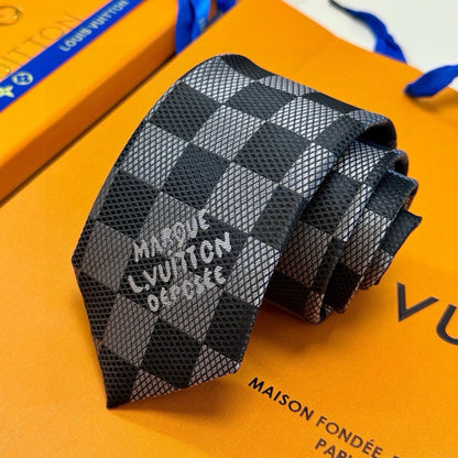 「#213」Damier Pattern Jacquard Embroidered Silk Tie, Business Formal Necktie