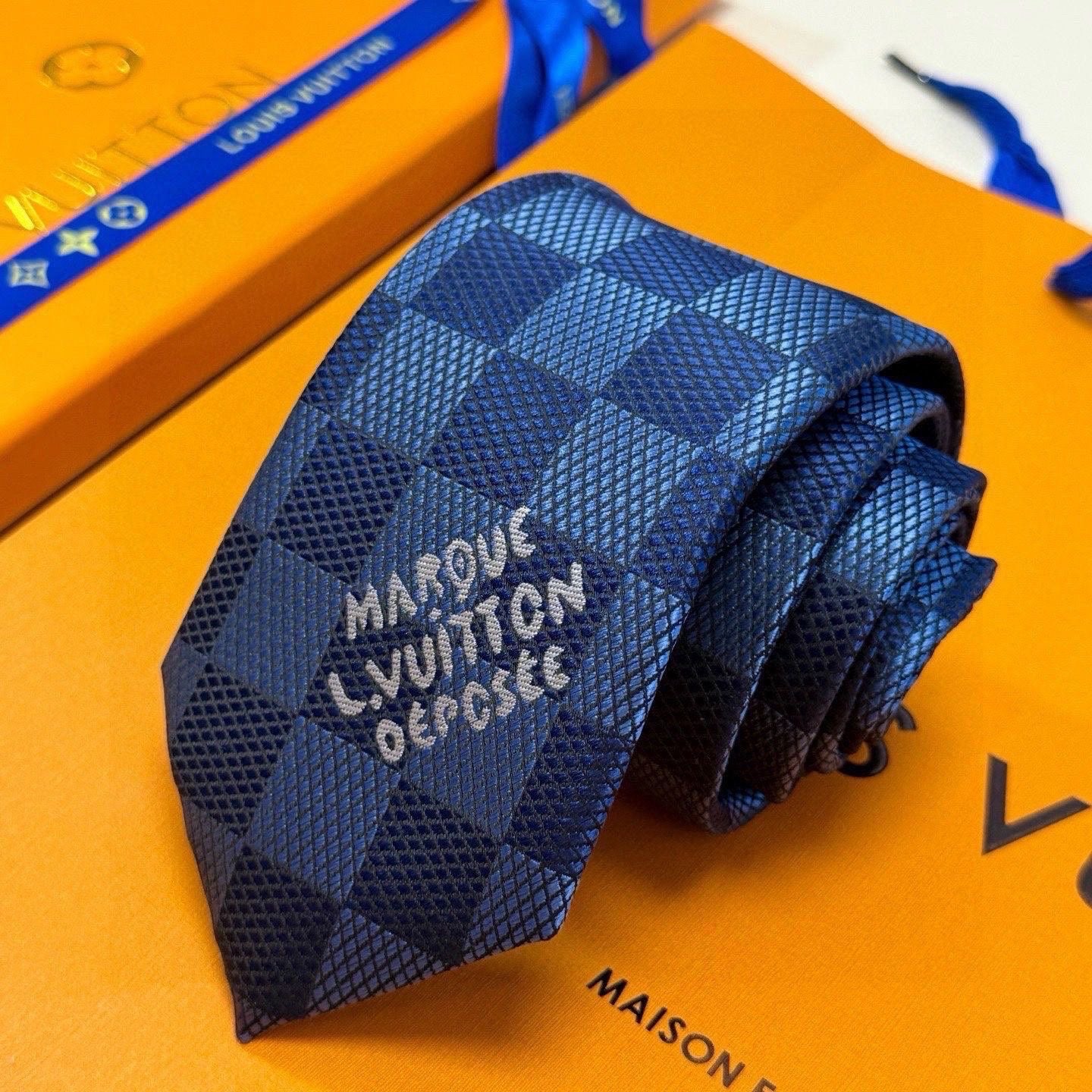 「#213」Damier Pattern Jacquard Embroidered Silk Tie, Business Formal Necktie