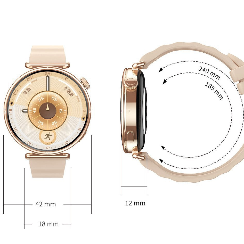 【#A2】Women's Luxury Round Screen Smart Watch, Multi-Function Health & Fitness Tracker, Silicone Strap Versatile Wristwatch