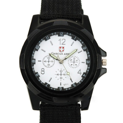 Men's Outdoor Tactical Canvas Watch, Multi-Function Chronograph Luminous Quartz Wristwatch