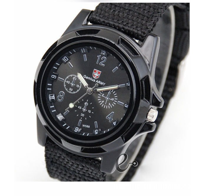Men's Outdoor Tactical Canvas Watch, Multi-Function Chronograph Luminous Quartz Wristwatch