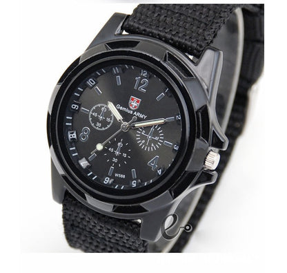 Men's Outdoor Tactical Canvas Watch, Multi-Function Chronograph Luminous Quartz Wristwatch