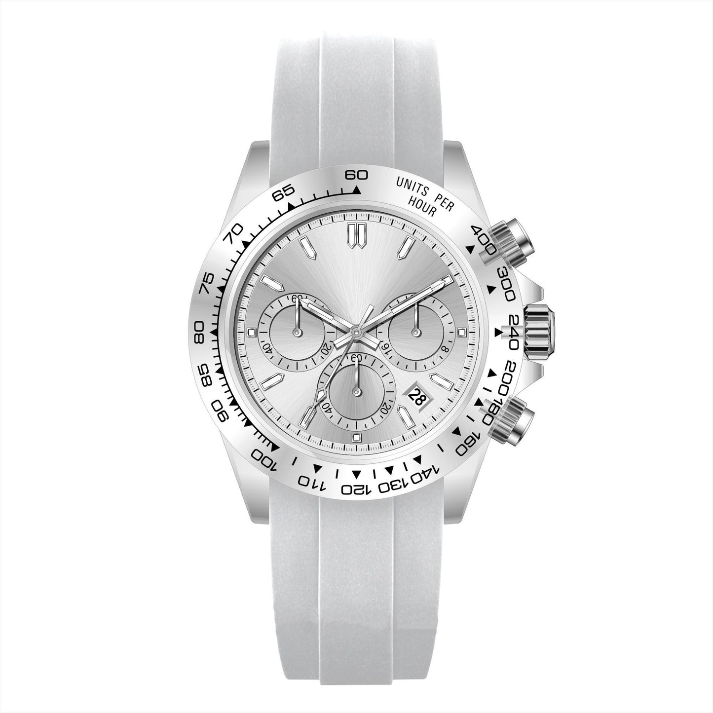 Men's Sports Style Chronograph Watch, Three-Eye Multi-Function Quartz Wristwatch, Waterproof Silicone Strap