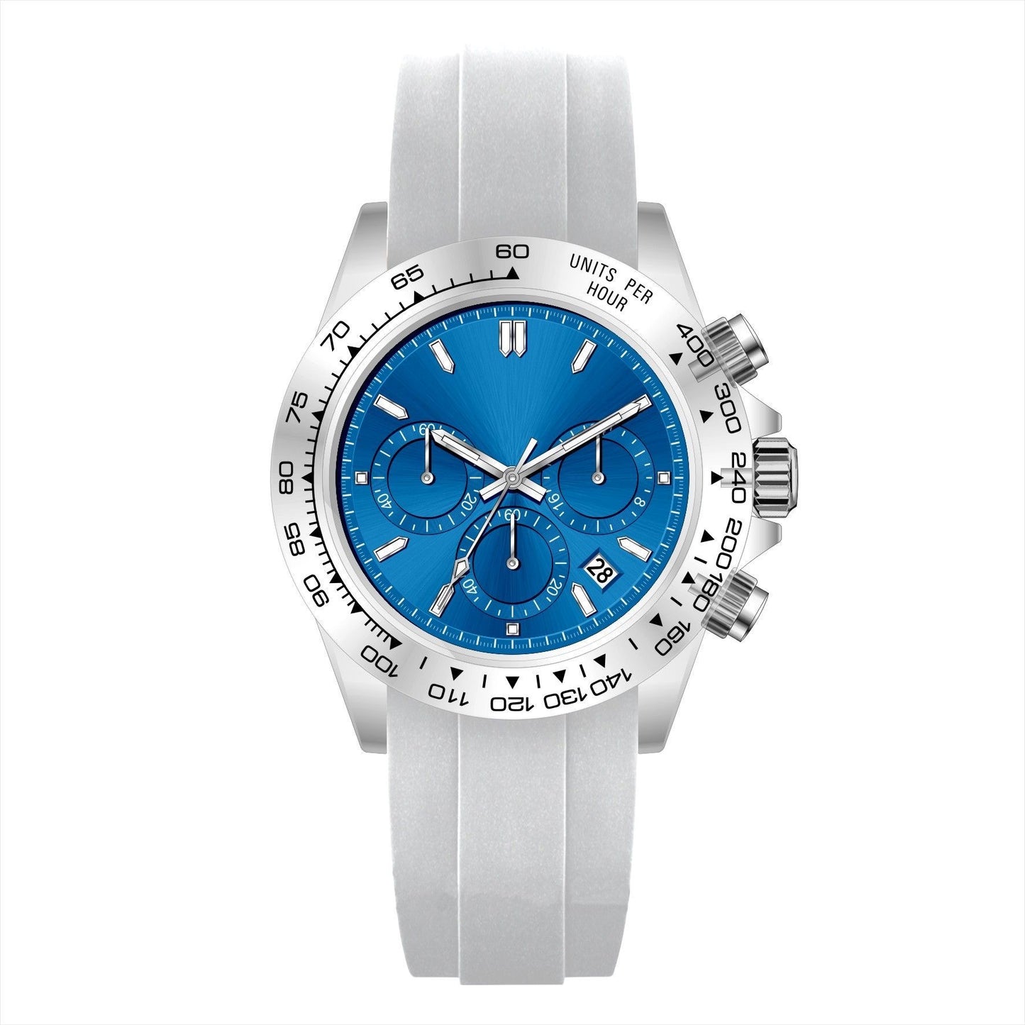 Men's Sports Style Chronograph Watch, Three-Eye Multi-Function Quartz Wristwatch, Waterproof Silicone Strap