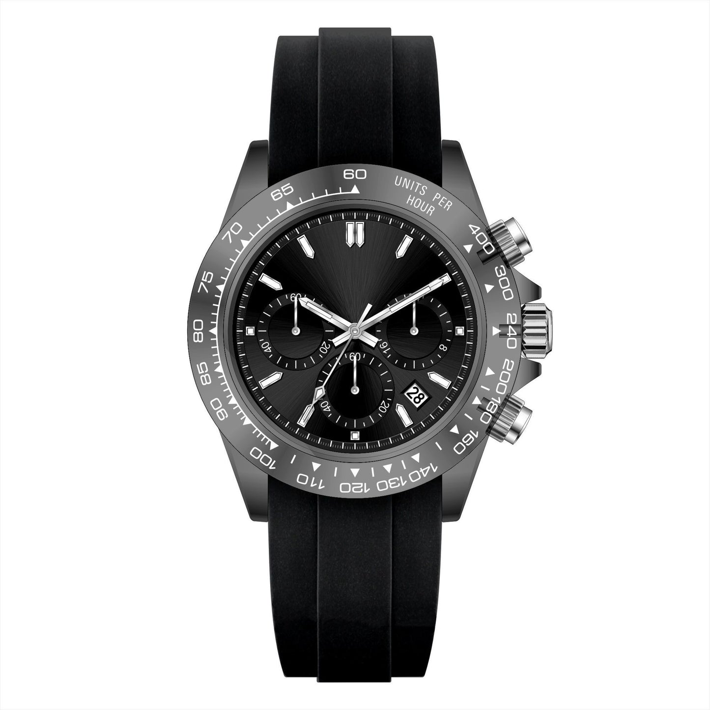 Men's Sports Style Chronograph Watch, Three-Eye Multi-Function Quartz Wristwatch, Waterproof Silicone Strap