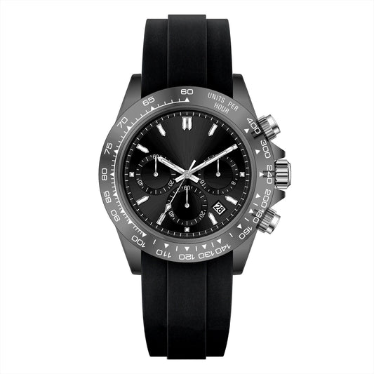 【#A5】Men's Sports Style Chronograph Watch, Three-Eye Multi-Function Quartz Wristwatch, Waterproof Silicone Strap