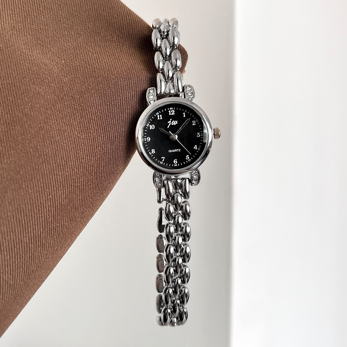 Women's Luxury Small Dial Bracelet Watch, Crystal-Embellished Thin Steel Band Minimalist Quartz Wristwatch, Elegant Versatile Timepiece