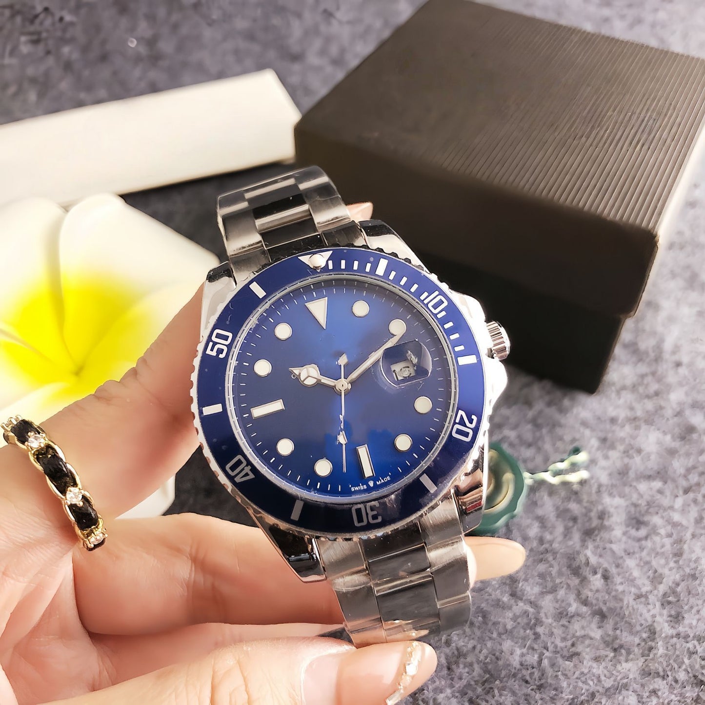 【#A16】Business Stainless Steel Band Quartz Wristwatch, Trendy Waterproof Versatile Timepiece