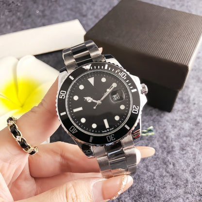 【#A16】Business Stainless Steel Band Quartz Wristwatch, Trendy Waterproof Versatile Timepiece