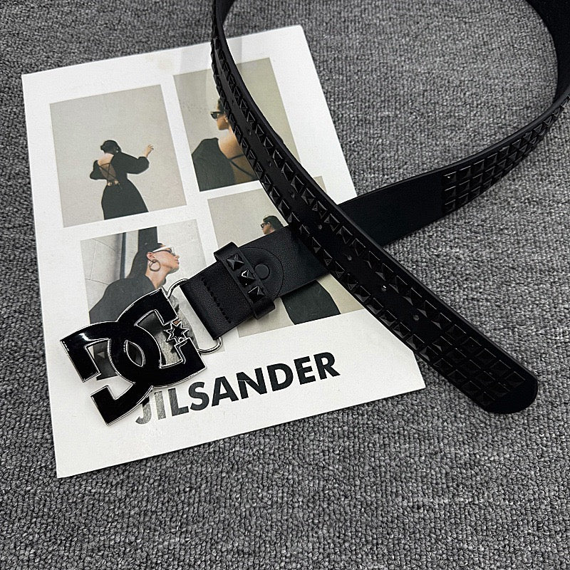 Streetwear Style Studded Letter Buckle Belt, Punk Rock Style Waist Strap, Unisex Versatile Belt