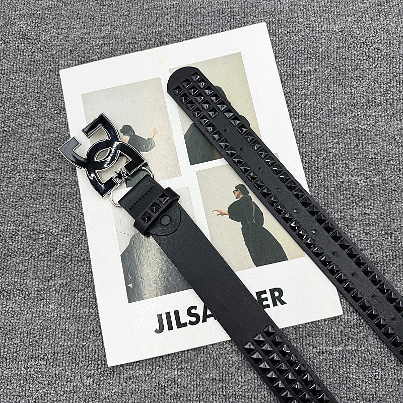 Streetwear Style Studded Letter Buckle Belt, Punk Rock Style Waist Strap, Unisex Versatile Belt