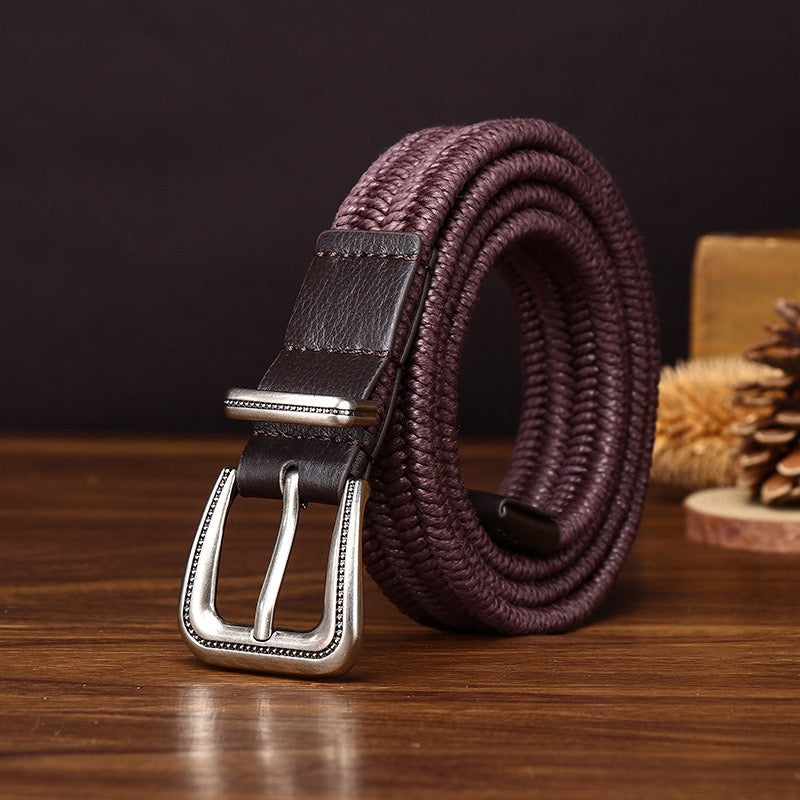 Retro Elastic Woven Belt, Vintage Pin Buckle Casual Waist Strap, Unisex Versatile Belt