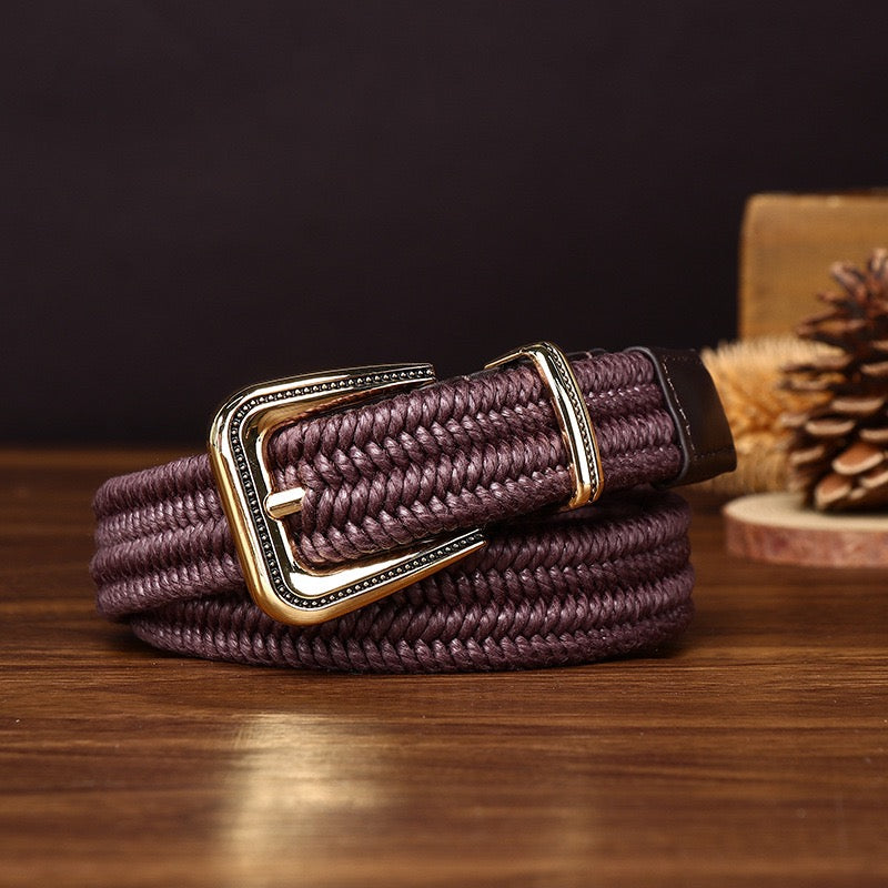Retro Elastic Woven Belt, Vintage Pin Buckle Casual Waist Strap, Unisex Versatile Belt