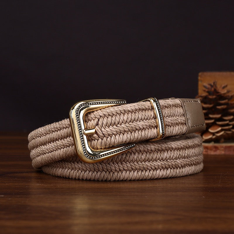 Retro Elastic Woven Belt, Vintage Pin Buckle Casual Waist Strap, Unisex Versatile Belt