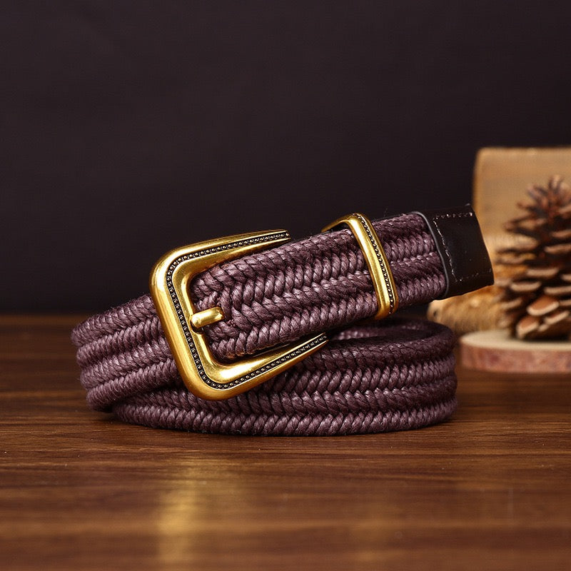 Retro Elastic Woven Belt, Vintage Pin Buckle Casual Waist Strap, Unisex Versatile Belt