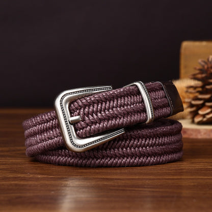 Retro Elastic Woven Belt, Vintage Pin Buckle Casual Waist Strap, Unisex Versatile Belt