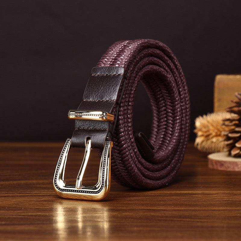 Retro Elastic Woven Belt, Vintage Pin Buckle Casual Waist Strap, Unisex Versatile Belt