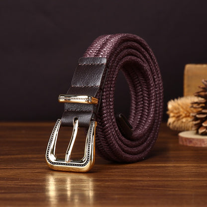 Retro Elastic Woven Belt, Vintage Pin Buckle Casual Waist Strap, Unisex Versatile Belt