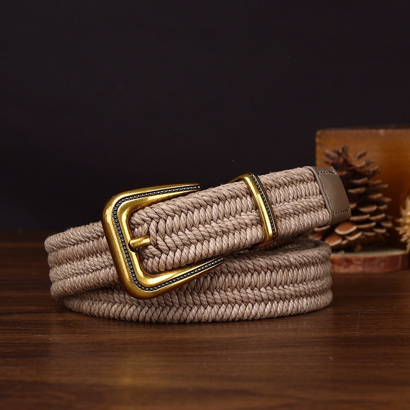 Retro Elastic Woven Belt, Vintage Pin Buckle Casual Waist Strap, Unisex Versatile Belt