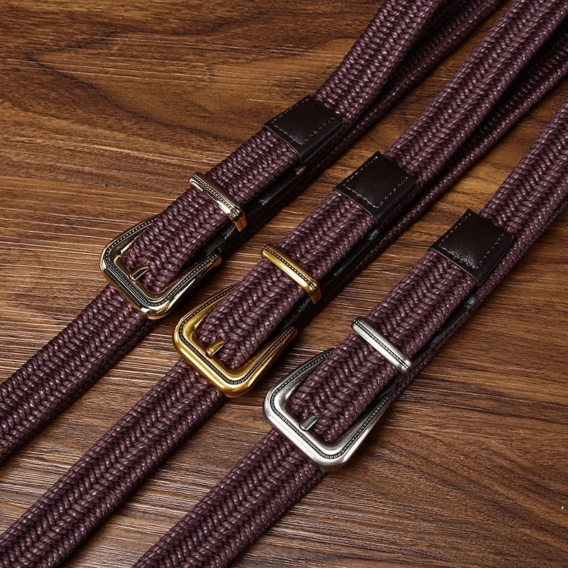 Retro Elastic Woven Belt, Vintage Pin Buckle Casual Waist Strap, Unisex Versatile Belt