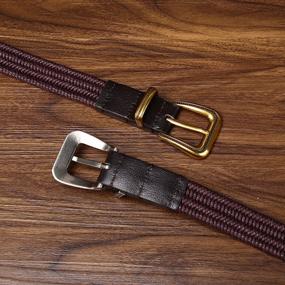Retro Elastic Woven Belt, Vintage Pin Buckle Casual Waist Strap, Unisex Versatile Belt