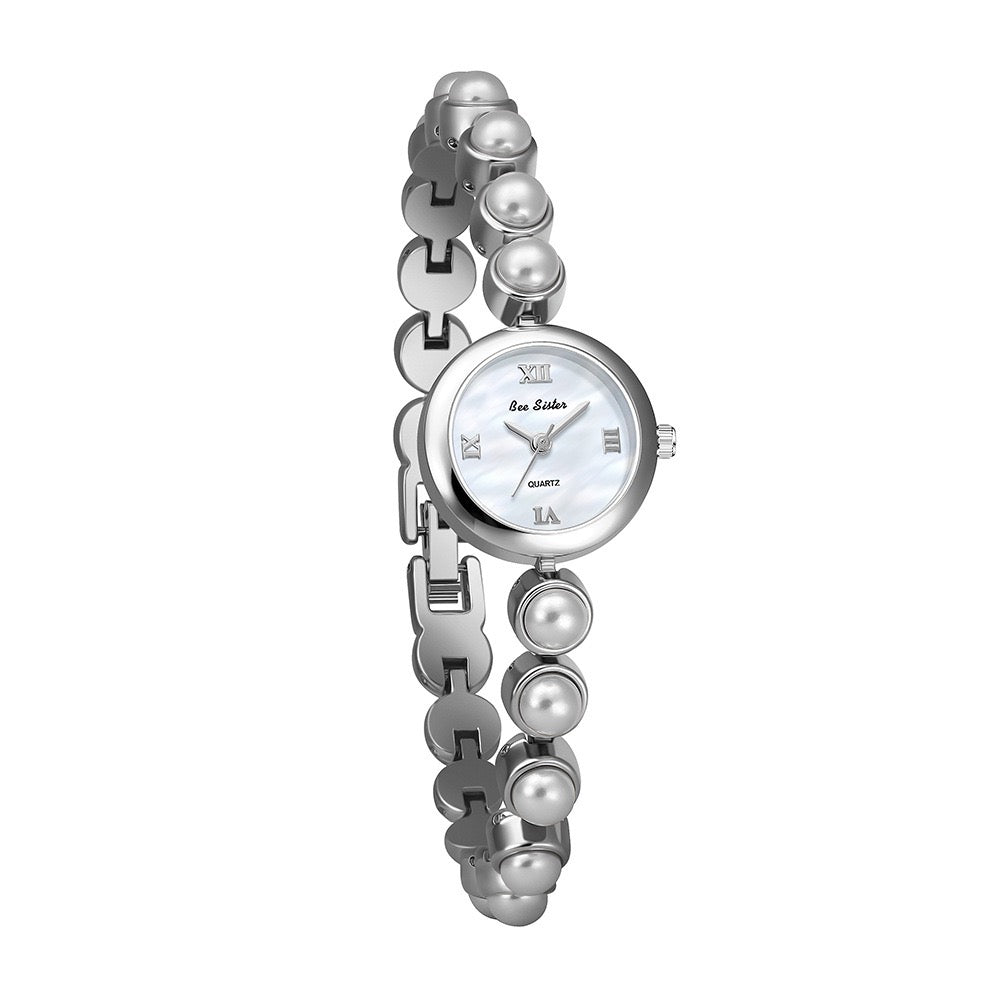 【#A22】Luxury Pearl Bracelet-Style Women's Watch, Small Mother-of-Pearl Dial Quartz Wristwatch, Elegant Versatile Timepiece