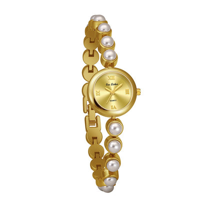 【#A22】Luxury Pearl Bracelet-Style Women's Watch, Small Mother-of-Pearl Dial Quartz Wristwatch, Elegant Versatile Timepiece