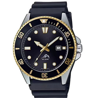 Business Style Diver Men's Watch, Silicone Strap Waterproof Quartz Wristwatch