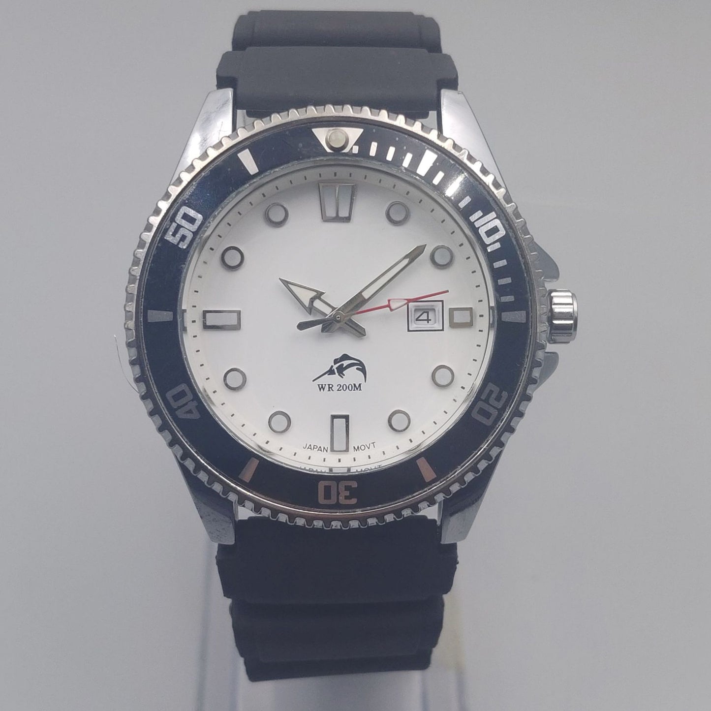 Business Style Diver Men's Watch, Silicone Strap Waterproof Quartz Wristwatch