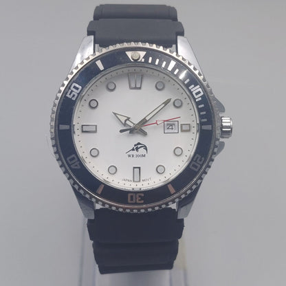 Business Style Diver Men's Watch, Silicone Strap Waterproof Quartz Wristwatch