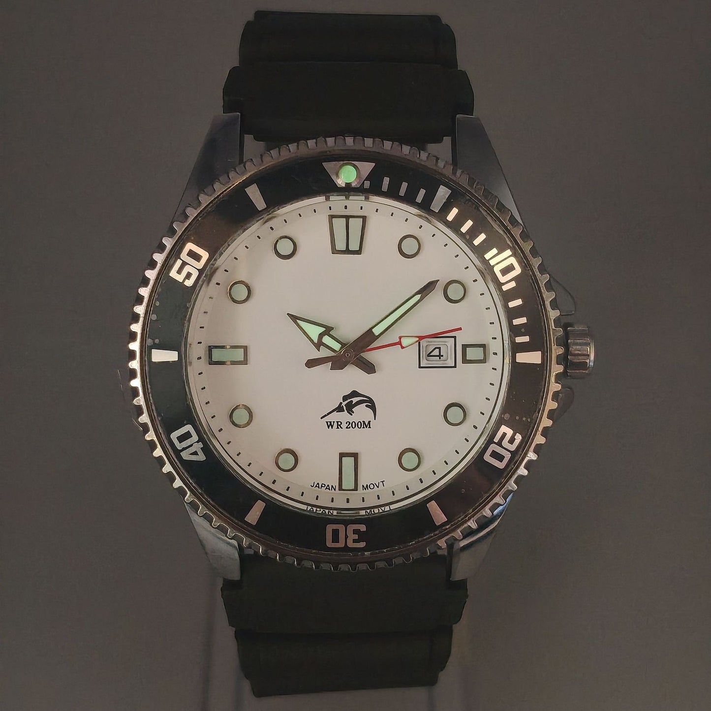Business Style Diver Men's Watch, Silicone Strap Waterproof Quartz Wristwatch