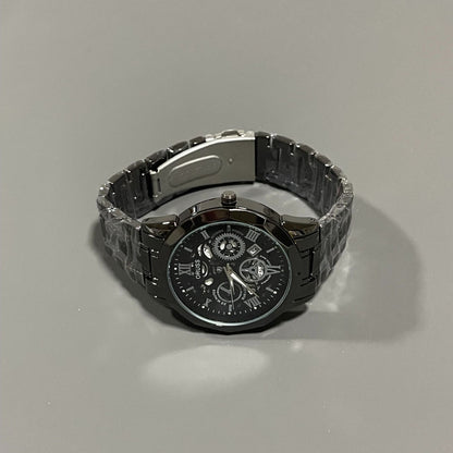 Luxury Skeleton Mechanical Wristwatch, Steel Band Multi-Color Men's Watch