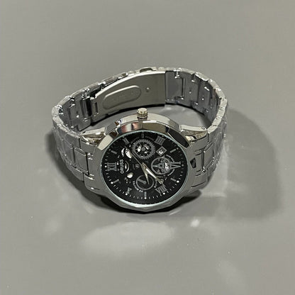 Luxury Skeleton Mechanical Wristwatch, Steel Band Multi-Color Men's Watch