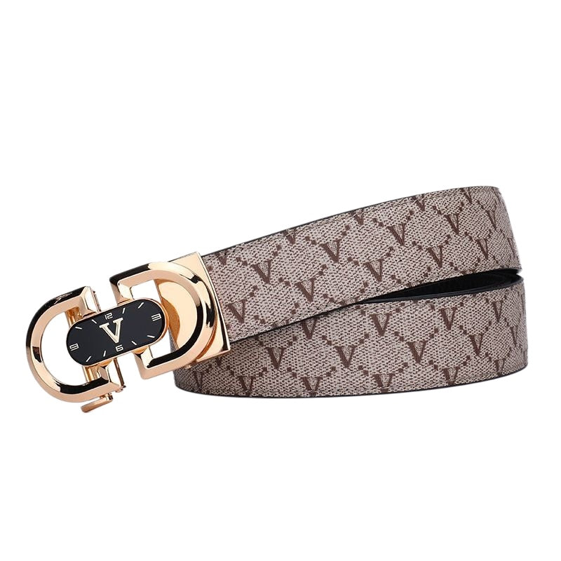 Luxury Printed Automatic Buckle Men's Belt, Business Casual Wear-Resistant Waist Strap, Fashion Versatile Gift Box Set