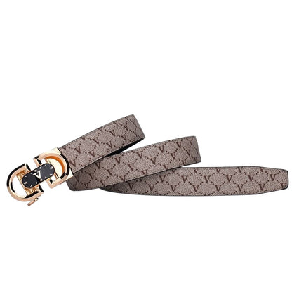 Luxury Printed Automatic Buckle Men's Belt, Business Casual Wear-Resistant Waist Strap, Fashion Versatile Gift Box Set